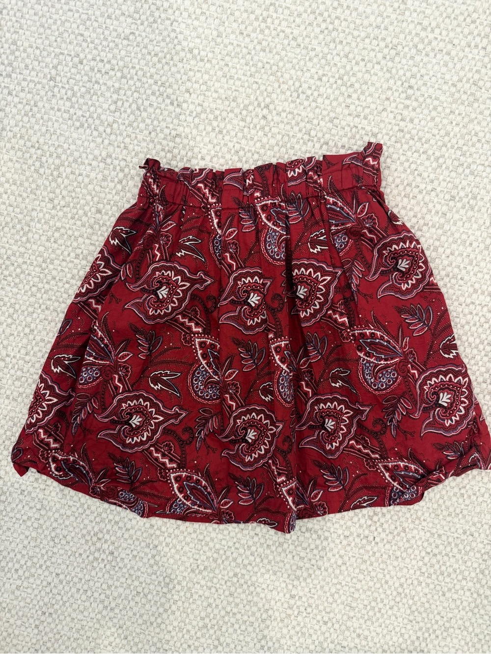 Bonpoint Girls Red Paisley Bandana Print Ruffle Waist Skirt Size 8